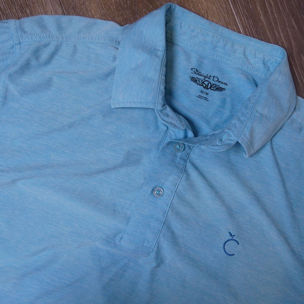Straight Down Polo Shirt Heather Turquoise Blue Citrus Club‎ Men's Medium M
